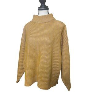 Topshop Mustard Yellow & Pink Turtleneck Oversized Sweater Cabincore Sz 4–6 (US)